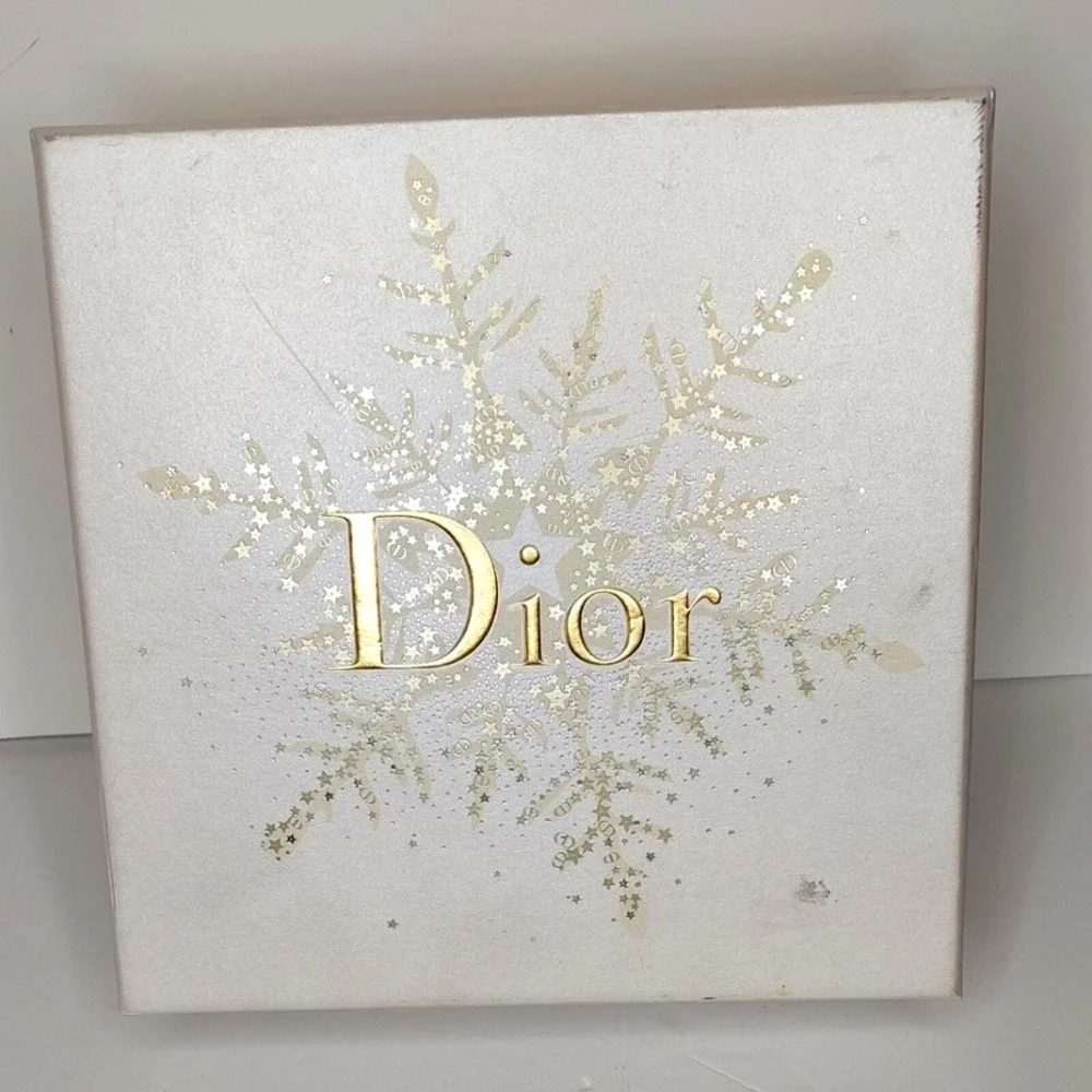 Christian Dior‎ Christmas Snowflake Winter White and Metallic Gold Gift Box